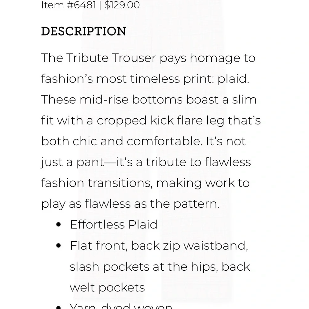 CAbi Tribute Trouser -Spring 24 - Picture 3 of 3